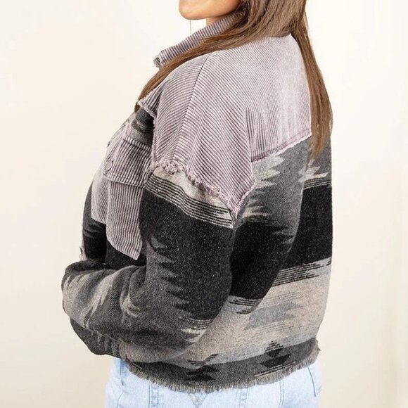 TETON HIKE Cropped Black Aztec Shacket Trucker Jacket XL NWT - Picture 2 of 3